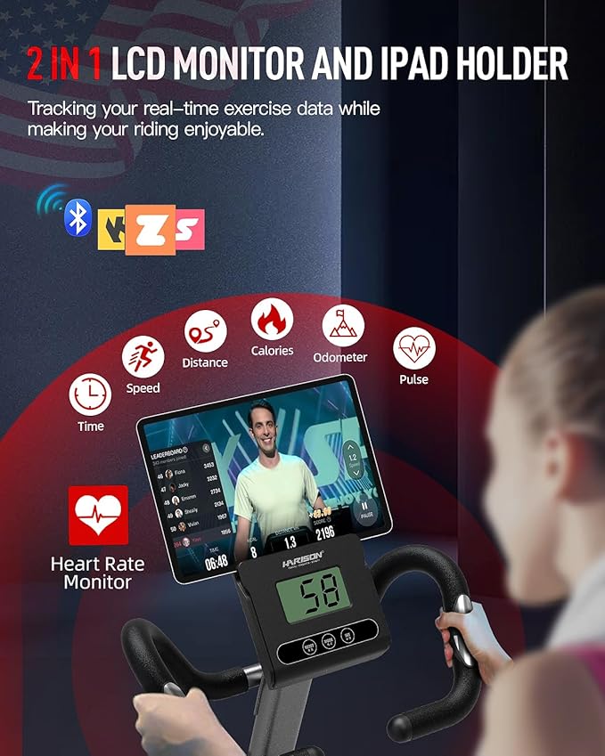 HARISON Pro Recumbent Exercise Bike 400 lbs Capacity, Magnetic Recumbent bike for Adult and Seniors, Recumbent Stationary bike for Home with Smart Bluetooth App, 2 in 1 LCD Monitor and Tablet Holder