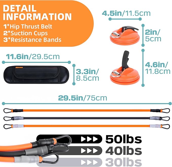 Hip Thrust Belt (30/40/50lbs), Portable 7 Weights 120lbs