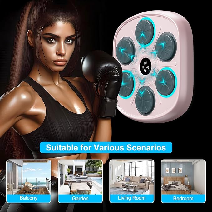 2025 New Model Smart Music Boxing Machine for Adults and Kids, Training Machine with LED Electronic Wall Mounted, Home Indoor Workout Equipment with Premium Boxing Gloves