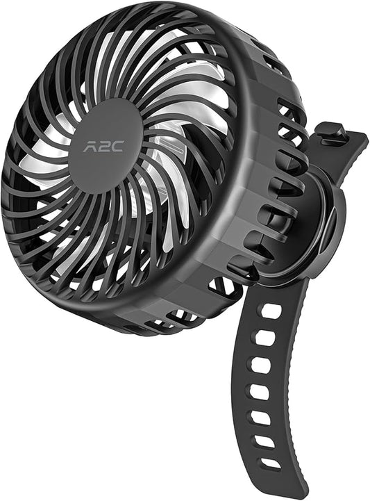 A2C Rechargeable Fan for Peloton Bike & Exercise Bike - 4000mAh Portable Fan with Adjustable Strap, 3 Speed Settings, 360° Rotation - Fits 0.5-1.5" Handlebars for Treadmill, Stroller, Golf Cart, Gym