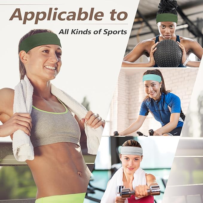 Headbands for Women Non Slip - 7PCS Fashion Sports Hair Bands for Women's Hair, Soft Cotton Cloth Stretchy Headbands for Women for Workout Yoga Running