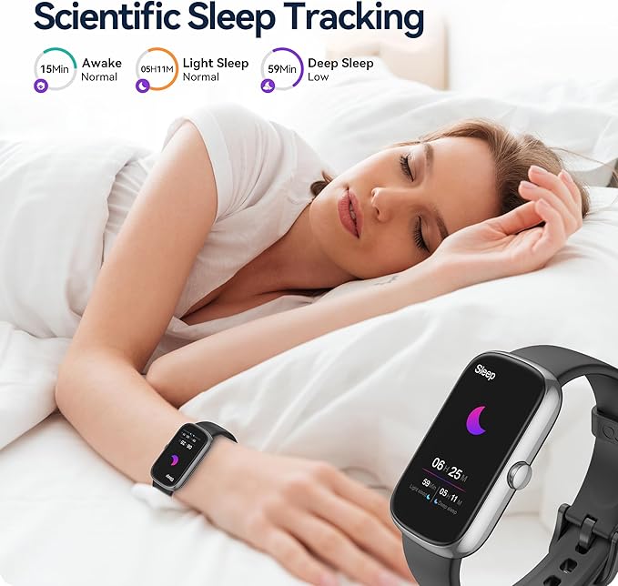 Health Fitness Tracker, 24/7 Heart Rate/SpO2/Sleep Monitor, Activity Trackers & Smart Watches with Step Calorie Counter Pedometer, Waterproof Fitness Watches for Women Men (Black)