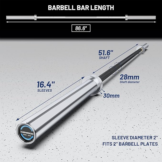 7ft Olympic Barbell Bar 45LB Load 1500-lbs Capacity Available 2" Olympic