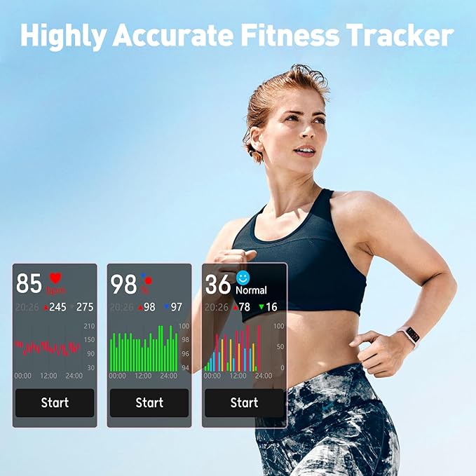Activity & Fitness Trackers, 1.47" Smart Fitness Watch with 24/7 Blood Pressure/Blood Oxygen/Heart Rate/Stress Monitoring, IP67 Waterproof Calorie Step Sleep Tracker Health Watch for Women Men