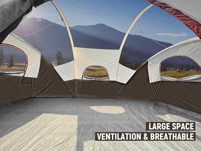 HIKERGARDEN 10 Person Camping Tent - Portable Easy Traveling-14'x11'x74in(H)