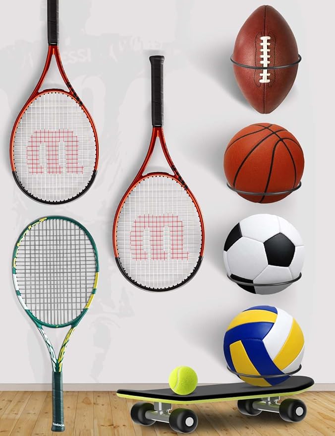 4Pcs Football and Basketball Holder Wall Mount Metal