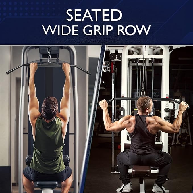 Yes4All Wide Grip Curl LAT Pull Down Bar Attachments Rubber Handgrips/Curl Bar/Press Down for Cable Pulley System Machine