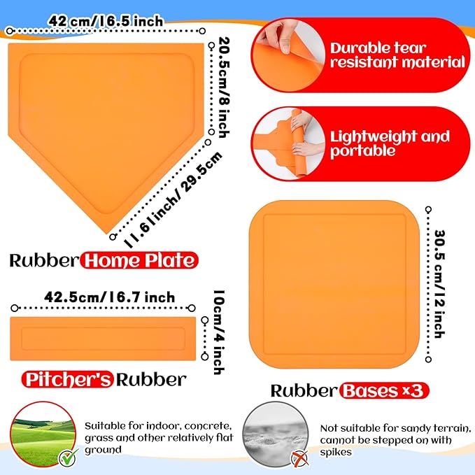 Hiboom 12 Pcs Dodgeball Set with Bases Playground 6 Bouncing 5 Rubber 1 Ball