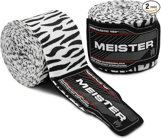 Meister Adult 180" Semi-Elastic Hand Wraps for MMA & Boxing (Pair)