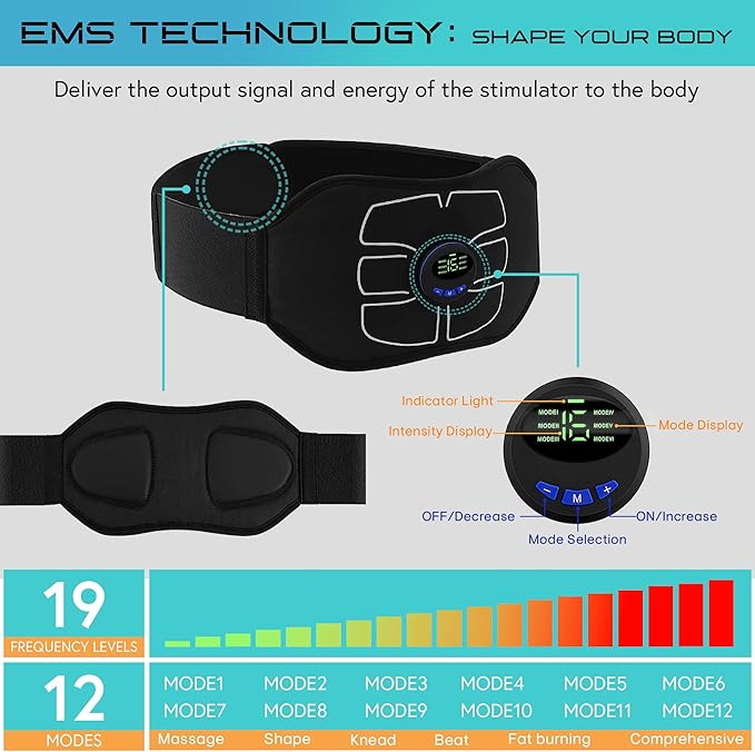 ABS Stimulator, Abdominal Toning Workout Belt Portable, Ab