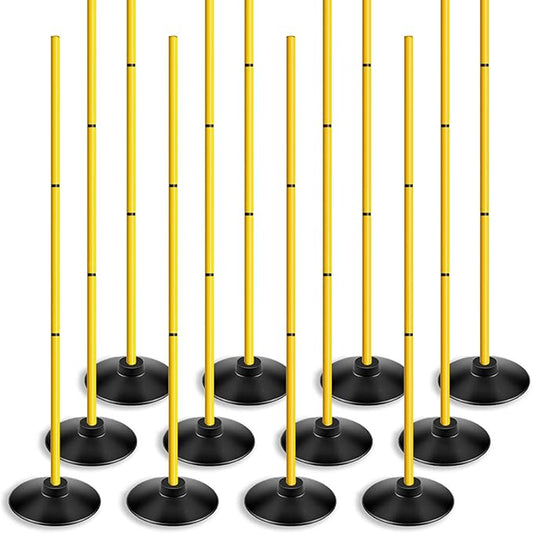 Agility Training Poles Set (Rubber Base with 3.3ft/1m 4.9ft/1.5m Poles)