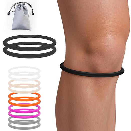 2PCS Patellar Tendon Support Strap for Knee Pain Relief, Keen Bands for Basketball, Running, Tennis, Soccer and Hiking, Silicone Patella Band for Women and Men, Includes Storage Bag (Black)