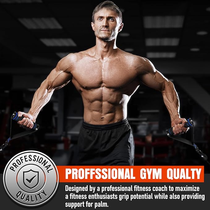 Heavy Duty Exercise Handles, Gym Handles for Cable Machine Attachment, Grip Gym Equipment, Resistance Bands, and Weight Lifting (Set of 2)