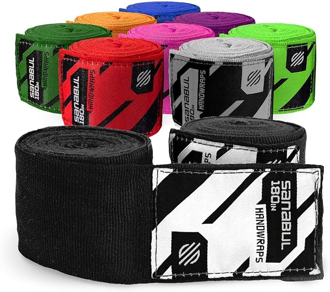 Sanabul Elastic 180 inch Boxing Hand Wraps for Boxing Gloves Muay Thai Kickboxing MMA Wraps for Men & Women