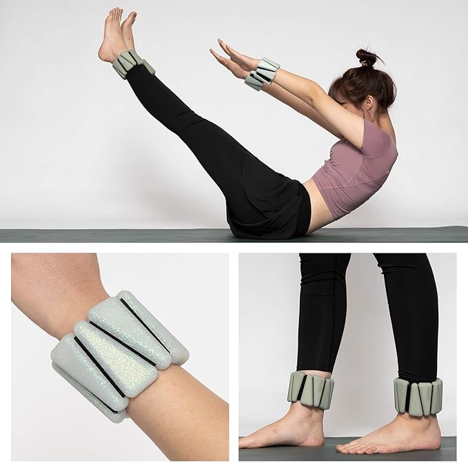 Adjustable Women Wrist Weights - Silicone Bracelet Button 1 LB 2 Per