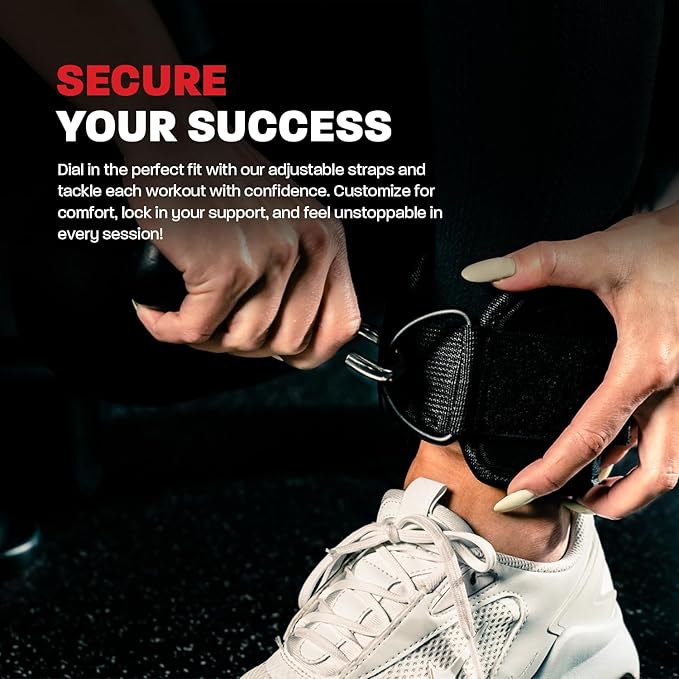 Hawk Sports Ankle Straps for Cable Machines for Enhanced Booty, Glute, Leg & Other Lower Body Workouts, Strong and Portable Glute Kickback Ankle Strap (Pair) for Safely Weightlifting an Extra 220 lbs.