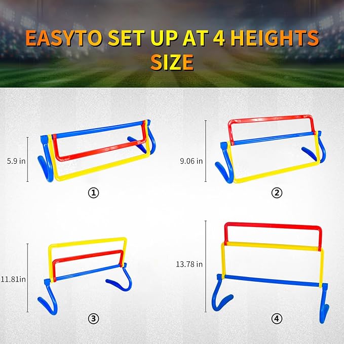 6 Pack Multicolor Agility Hurdles 4 Height Adjustable