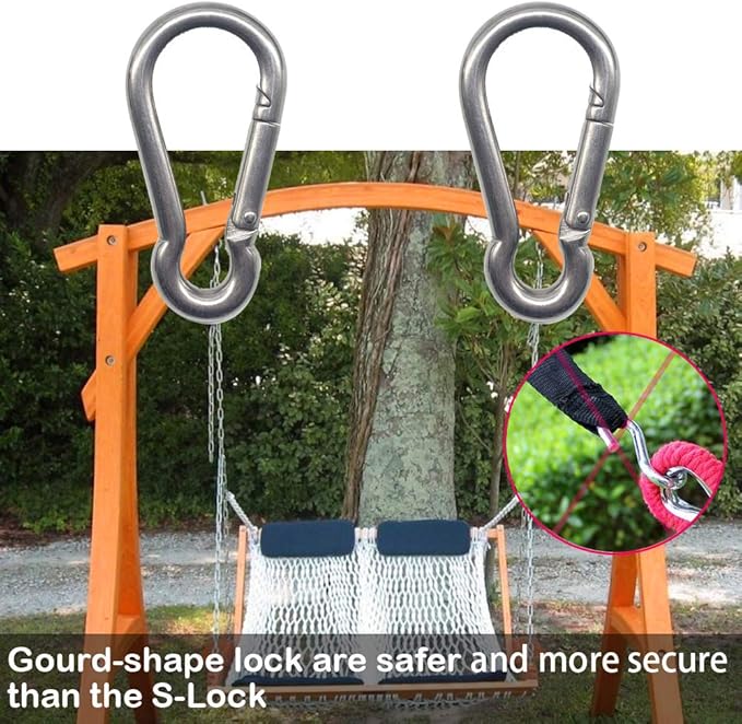 3.15 Inches 4 Inches Stainless Steel Carabiner for Gym Equipment Connection, EFFIET Heavy Duty Spring Snap Hook Clips Buckle for Gym Exercise, Punching Bags, Hiking, Camping
