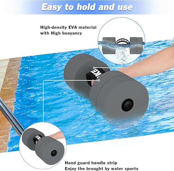 Hikeen Aquatic Exercise Dumbbells Water Dumbbell Pool Resistance Aquatic Fitness Barbells with 4 High-Density EVA Foam Pool Weights Dumbbells, for Water Aerobics Weight Loss