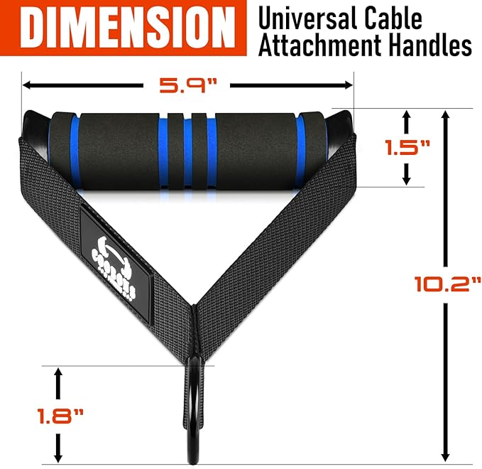 Heavy Duty Exercise Handles, Gym Handles for Cable Machine Attachment, Grip Gym Equipment, Resistance Bands, and Weight Lifting (Set of 2)