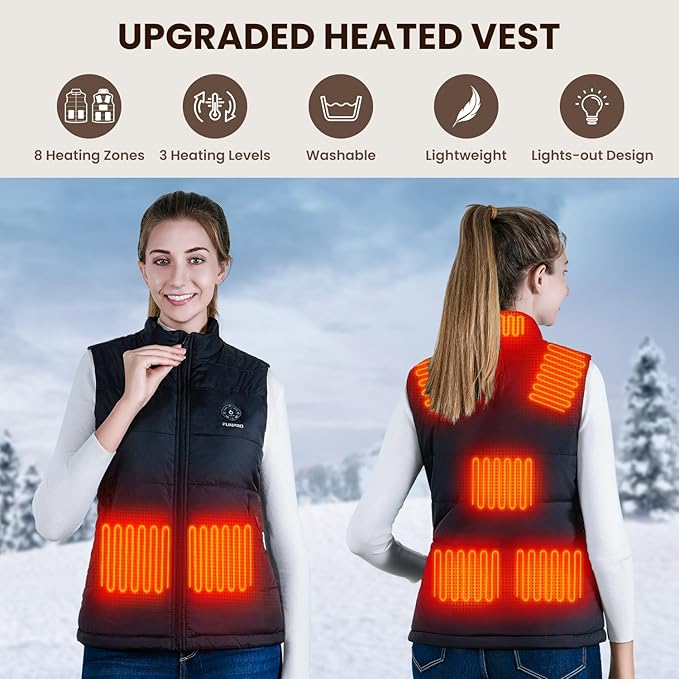 Heated Vest for Women, 5 in-1 Smart Controller, Lights-out Design, Lightweight (Battery Pack Not Included)