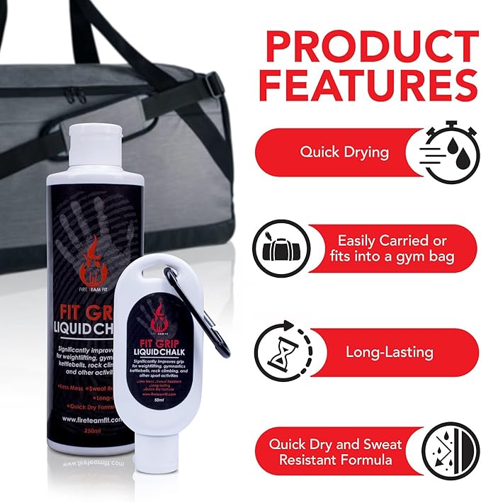 Liquid Chalk for Weight Lifting, Rock Climbing, Cross Training, & Powerlifting, Gym Approved Workout Chalk for Hands & Calluses