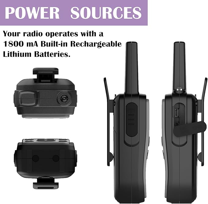 Long Range Gray Walkie talkies 2 Way 50 Channel 142 Privacy