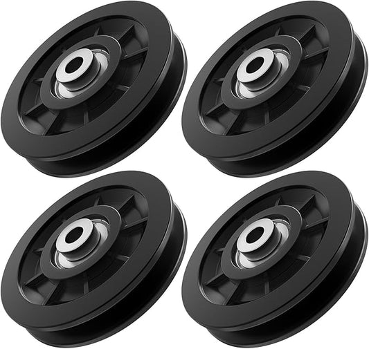 90mm/3.5" Nylon Bearing Gym Pulley Wheel, Universal Exercise Replacement Pulleys for Home Gym Equipment Parts, Cable Machine Accessories, Garage Door Pulley System