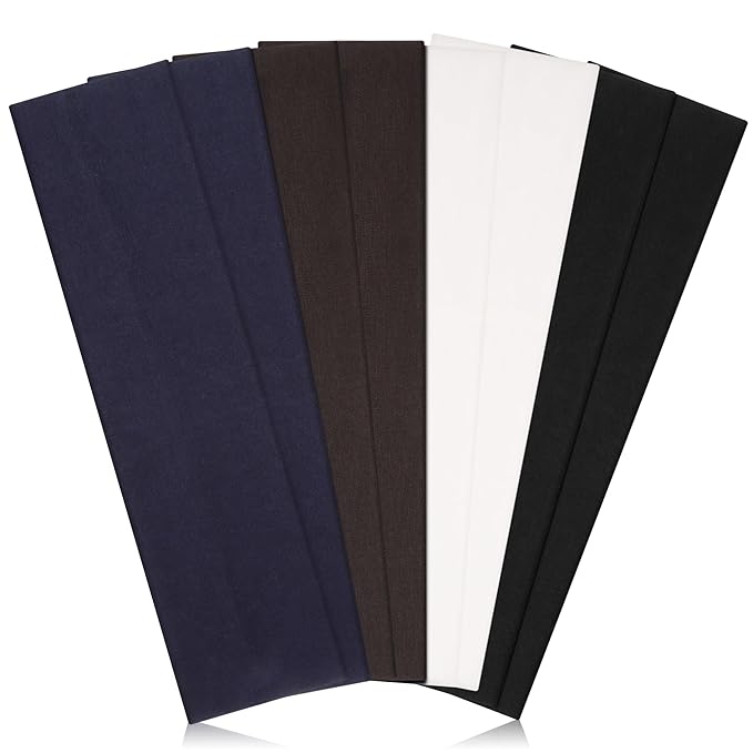 Headbands for Women Non Slip - Stylish Sports Hair Bands for Women's Hair - Soft Cotton Cloth Stretchy Headbands for Women for Yoga, Outdoor Exercise Running - 8 Pack