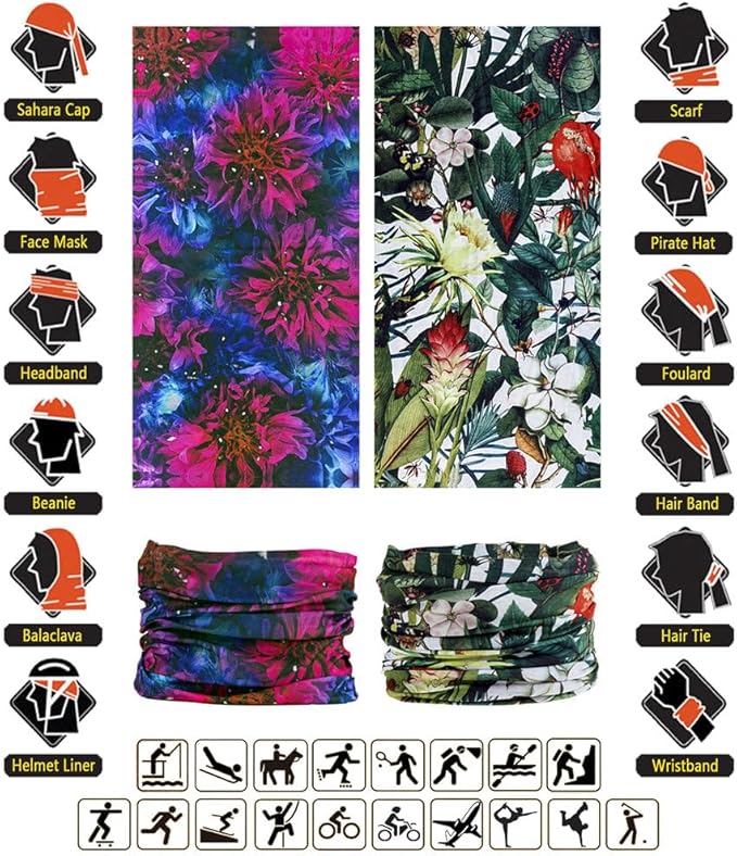 Headband Neck Gaiter Head Wrap Headwear Face Mask Magic Scarf Bandana for Men and Women