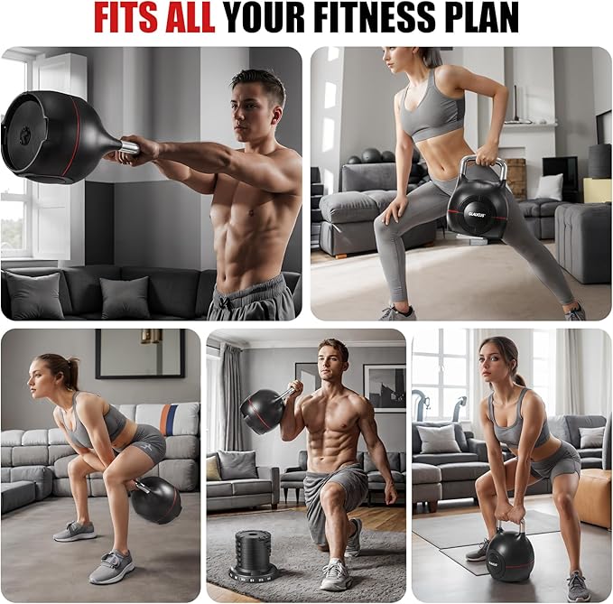 Adjustable Weights Kettlebell - Quickly Easy Adjusts 7 Weights(5lb-44lb)