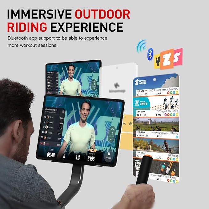 HARISON Exercise Bike, Stationary Bike for Home 350 lb Weight Capacity, Magnetic Workout Bike with Bluetooth App, Brake Pad Indoor Cycling Bike with Tablet Mount & Comfortable Seat Cushion