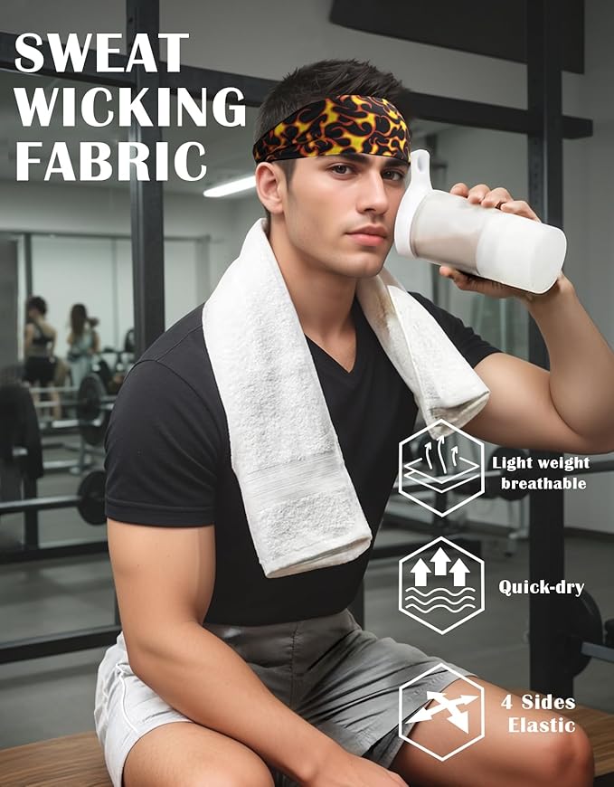 Headbands for Men & Women, Sweat Headband Non-Slip Sweatband Sports Running Cycling Yoga Basketball Workout Football Training