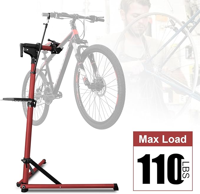 Heavy Duty Electric Bike Repair Stand Max 110 lbs, Portable Aluminum Bicycle Stand Manintenance Workstand,Suitable for Any BIke, Heavy E-Bike, Mountain Bike and Road Bike etc