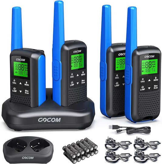 Adults Walkie Talkies Long Range - GOCOM G600 IPX4 Waterproof 22 Channel, (G600-4Pack)