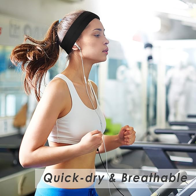 Headbands for Women 9Pcs, Cotton Like Headbands Women Men 2.5 inch Wide, Soft Sweat Wicking Stretchy Headband for Women Girls Sports Yoga Running