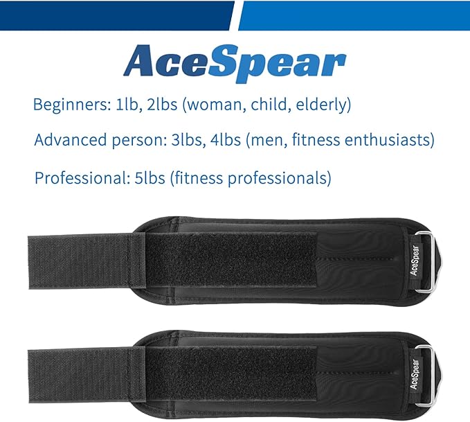 AceSpear Ankle Weights Sets for Men Women Kids 1lb 2lb 2lb 3lb 3lb 4lb 4lb 5lb 5lb Leg