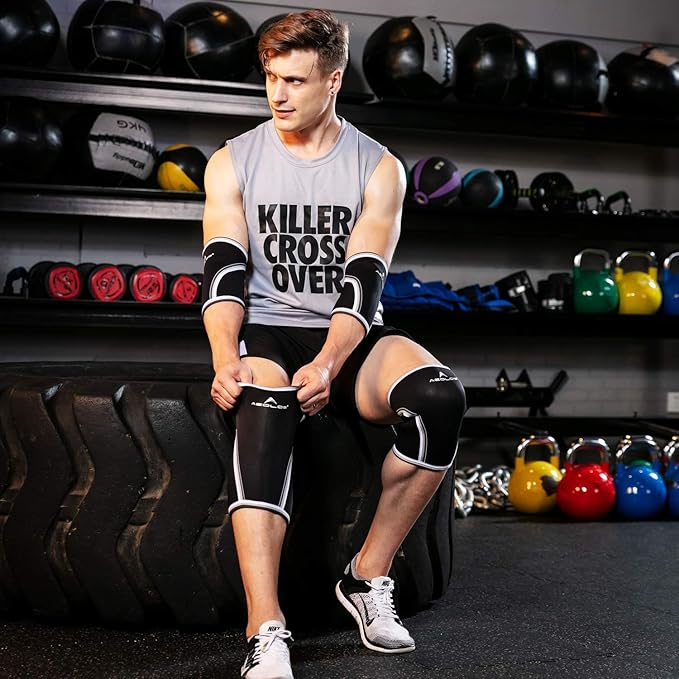 AEOLOS Knee Sleeves (1 Pair)，7mm Compression Knee Braces for Heavy-Lifting,Squats,Gym and Other Sports (X-Large, Black)