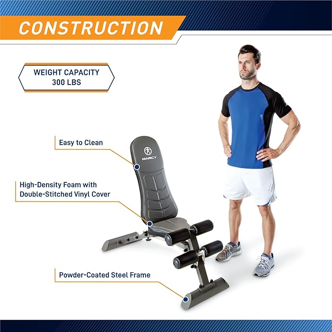 Marcy Deluxe Foldable Utility Bench Gym Equipment - SB-10100 , Black