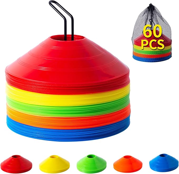 60 Pcs Agility Soccer Cones Set - Sports