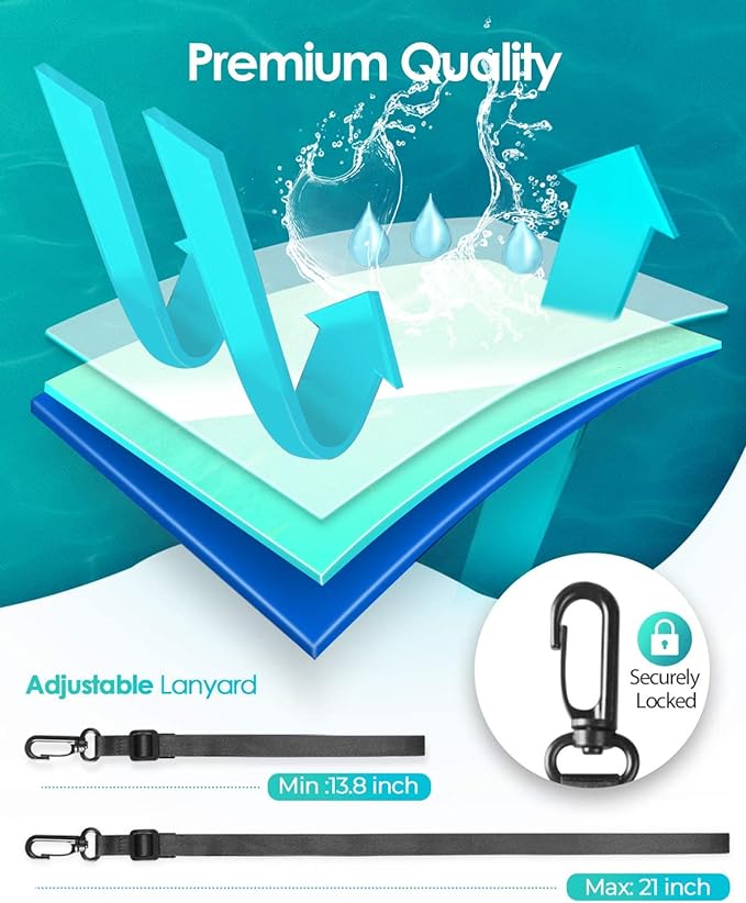 Hiearcool Universal Waterproof Phone Pouch,IPX8 Cell Phone Waterproof Case Up to 8.3" for iPhone 17 16 15 14 13 Pro Max,Beach Essentials Vacation Must Haves-Clear&Bright Red-2Pack