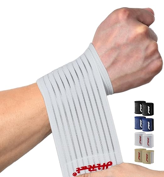 HiRui 2-Pack High-Elastic Wrist Support Straps Wrist Compression Bandage - Wrist Wraps Wristbands for Carpal Tunnel Arthritis Tendonitis Weightlifting Tennis Basketball - Breathable Soft (White)