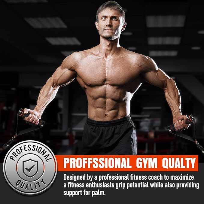 Heavy Duty Exercise Handles, Gym Handles for Cable Machine Attachment, Grip Gym Equipment, Resistance Bands, and Weight Lifting (Set of 2)