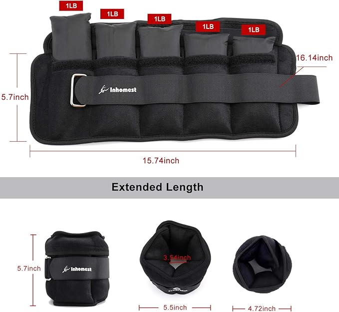 Adjustable Ankle Weights 1-5/10/12 Lbs Leg Weights