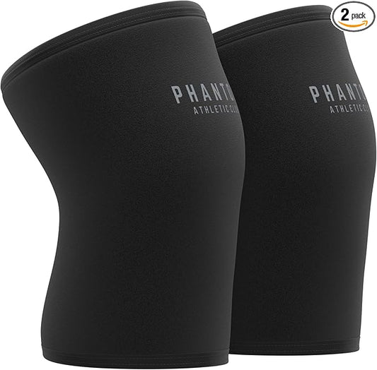 7mm Compression Knee Sleeves for Weightlifting Support, Powerlifting Strength, Heavy Squats, Cross Training, Gym Fitness, Sports – Strong Thick Neoprene Knee Braces for Men & Women (2 Pack, Small)