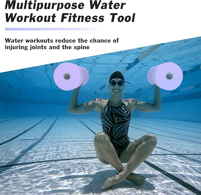 Hikeen Aquatic Exercise Dumbbells Water Dumbbell Pool Resistance Aquatic Fitness Barbells with 4 High-Density EVA Foam Pool Weights Dumbbells, for Water Aerobics Weight Loss