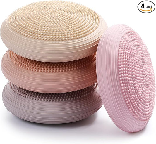 Libima 4 Pcs Wiggle Seat Inflated Wobble Cushion for Sensory Kid 13 Inches Balance Disc Flexible Seating for Classroom Sensory Pad for Chair Wiggle Cushion with Needle Pump