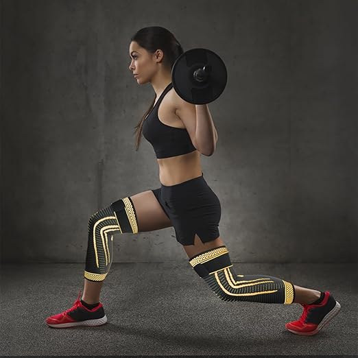 Long Copper Knee Braces for Women and Men Full Leg Compression Sleeves Anti Sliping Ventilation Long Knee Support with Wraps for ACJ, PCL, Meniscus Tear, Arthritis (Copper, XX-Large)