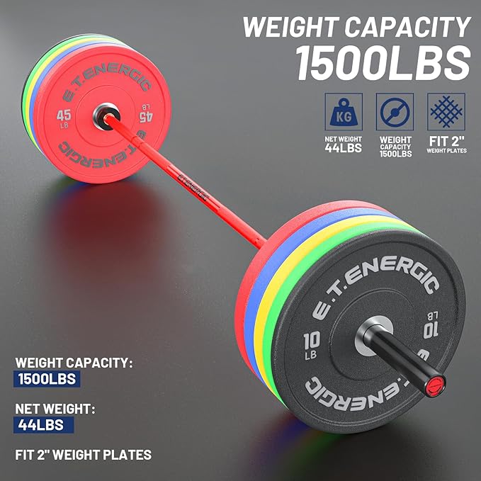 7ft Olympic Barbell Bar 45LB Load 1500-lbs Capacity Available 2" Olympic