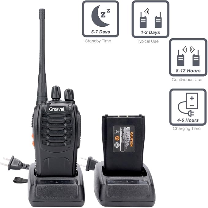 Long Range Walkie Talkies Rechargeable Two-Way Radios with Earpiece 16-Channel UHF 400-470MHz (Pack 6)